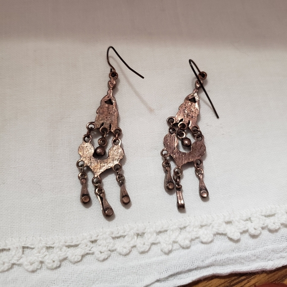 Vintage meets Boho Brass Chandelier Earrings - Picture 6 of 6